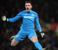 STOKE ON TRENT, ENGLAND - MARCH 02: Jack Butland goalkeeper of Stoke City celebrates the opening goal scored by Xherdan Shaqiri (not pictured) during the Barclays Premier League match between Stoke City and Newcastle United at the Britannia Stadium on March 2, 2016 in Stoke on Trent, England. (Photo by Michael Regan/Getty Images)